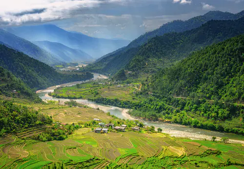 Forest and mountains in Bhutan