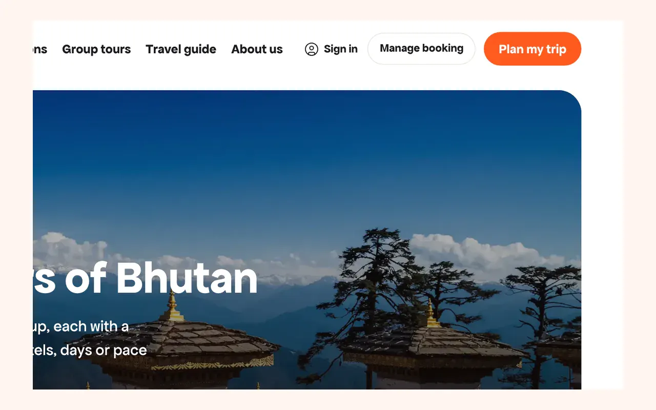 The site header with the Sign in link next to Manage booking